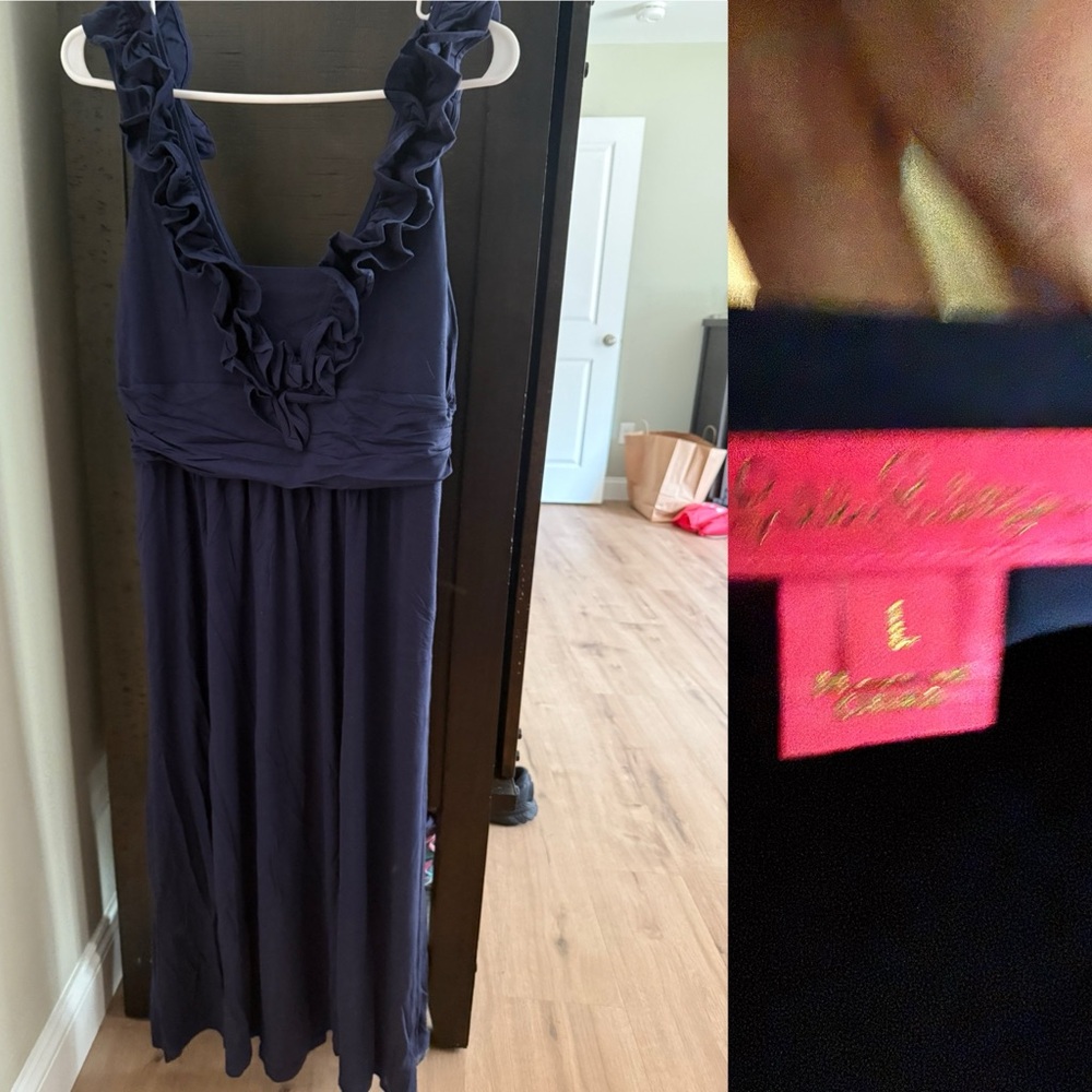 Lilly Pulitzer Navy Blue Ruffle Dress